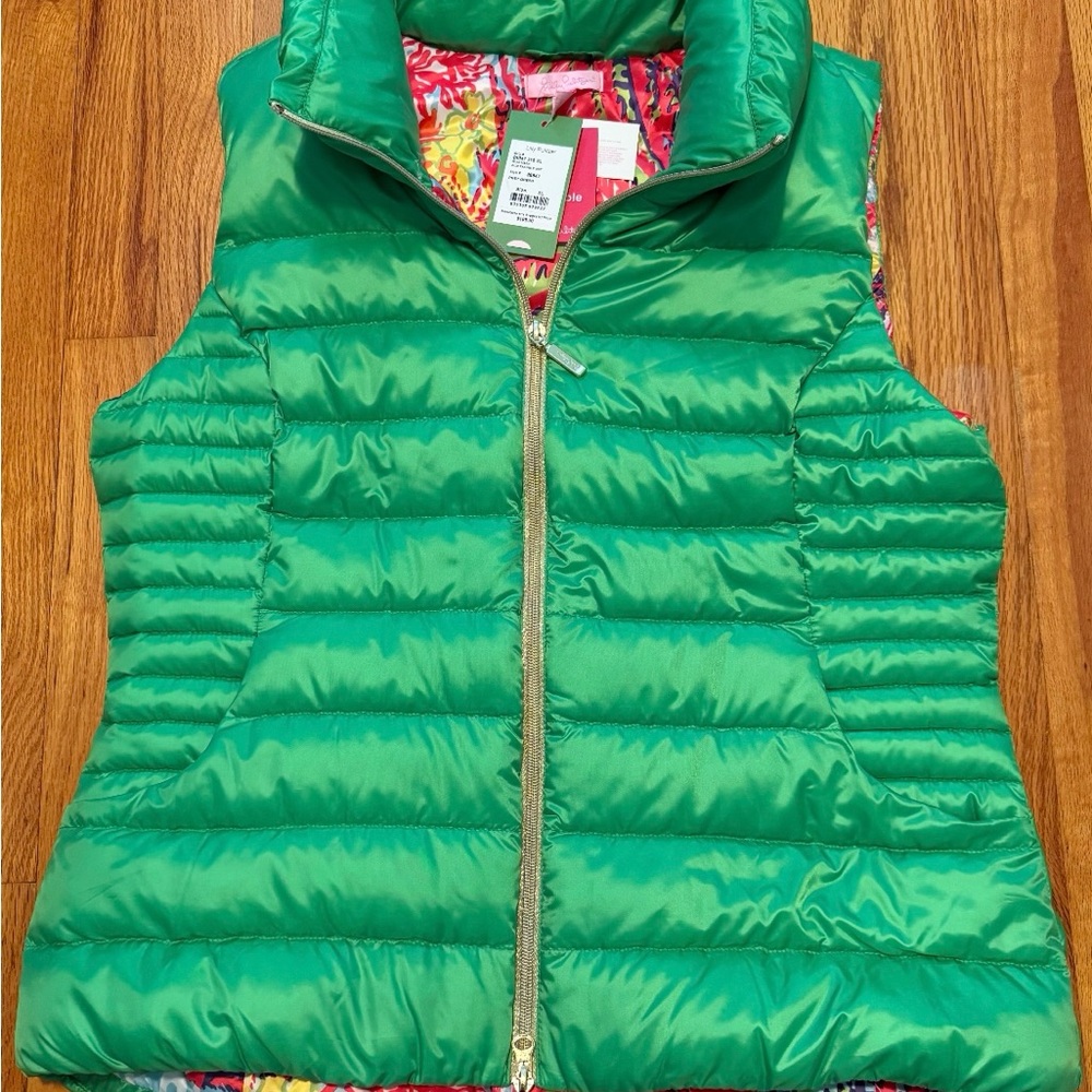 Lilly Pulitzer Green Vest with Floral Interior